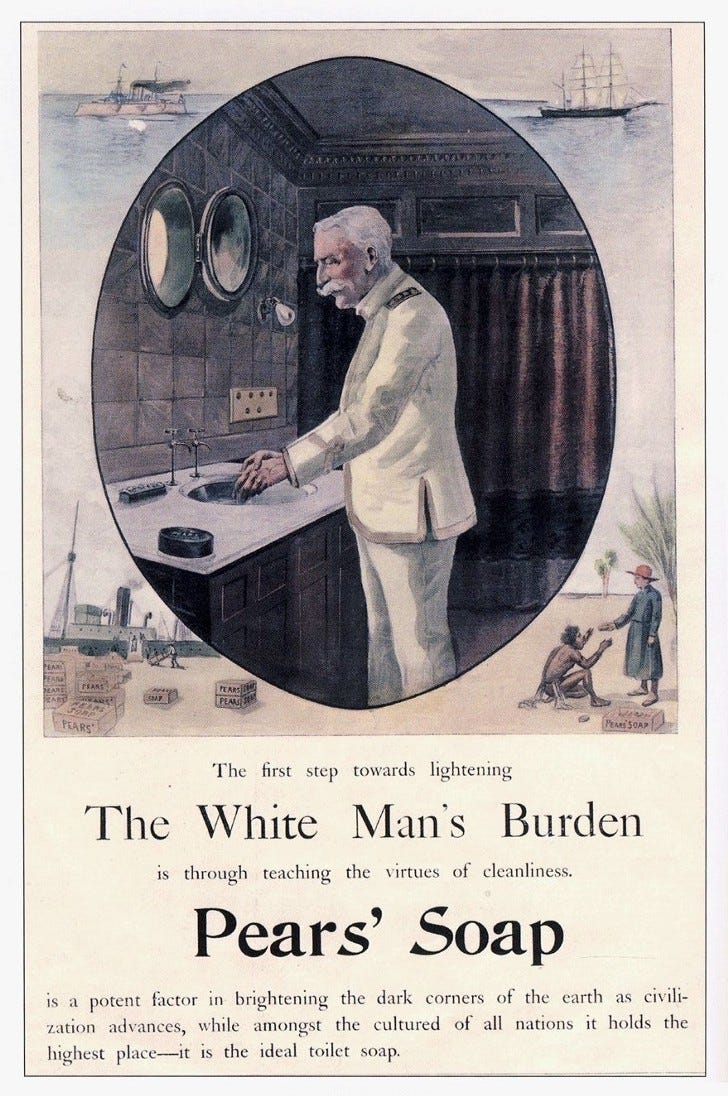 A controversial advertisement invoking colonial themes