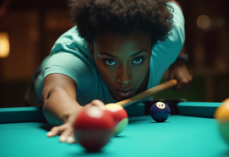 Woman playing pool