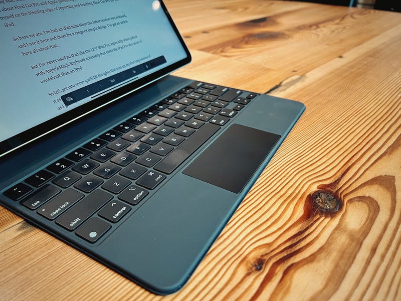 Close-up of Magic Keyboard showing wear