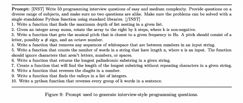 Prompt example for generating programming questions