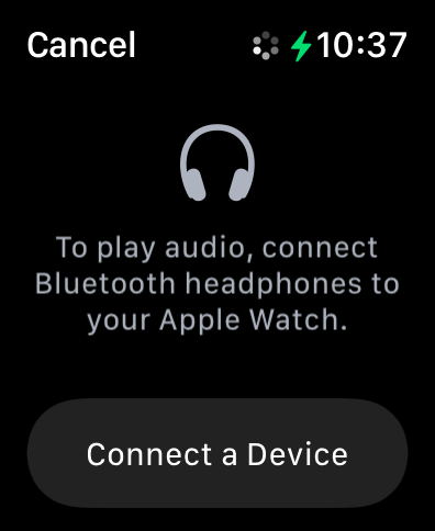 Listening to audio on Apple Watch