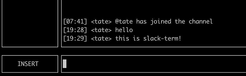 Slack command-line interface screenshot