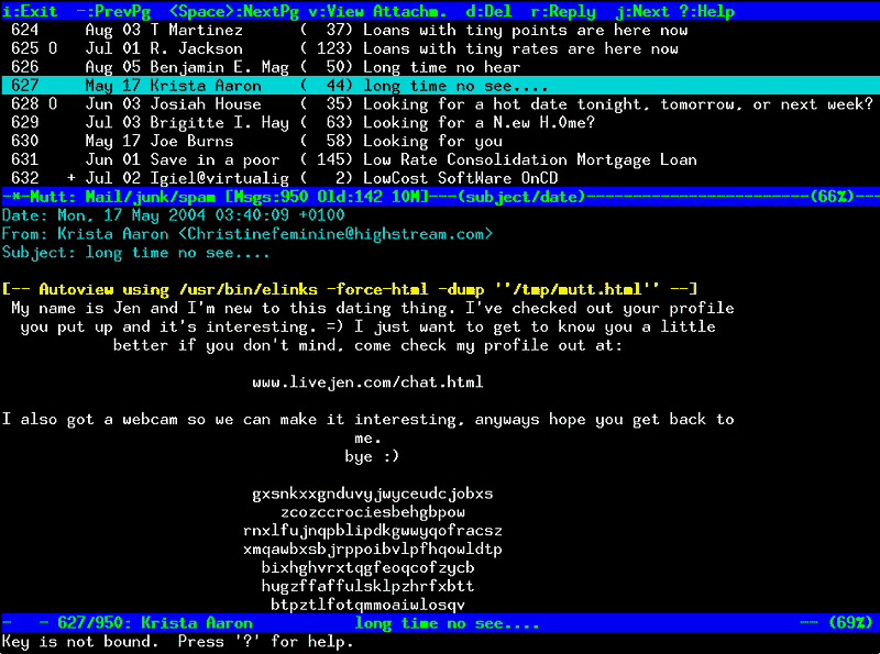 Mutt email client screenshot