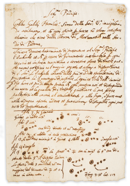 Galileo's Manuscript Noting Jupiter's Moons