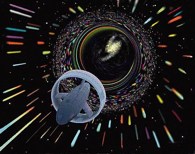 Conceptual image of space travel through wormholes