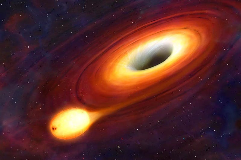 Artistic depiction of a rotating Kerr black hole