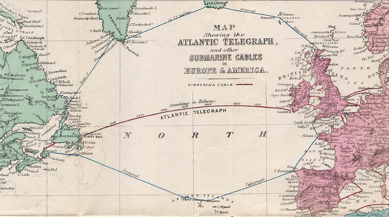 Historical map of undersea telegraph cables