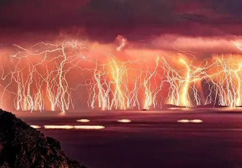 The Catatumbo lightning phenomenon lighting up the night sky