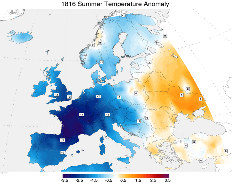 Historical depiction of climate anomalies