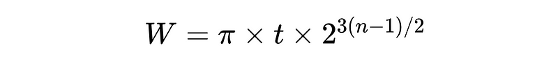 Equation illustrating the relationship between folds and paper thickness.