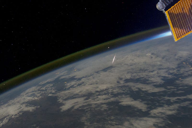 Shooting star observed from the International Space Station