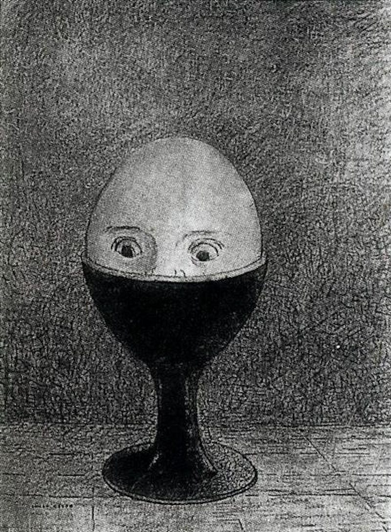 The Egg by Odilon Redon (1885) - A representation of self-reflection