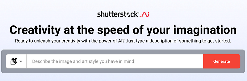 Shutterstock's AI Image Generation Interface