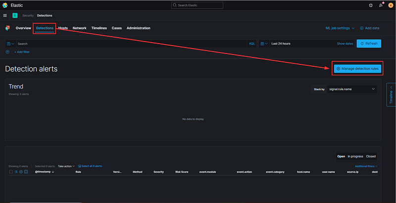 Manage Detection Rules option