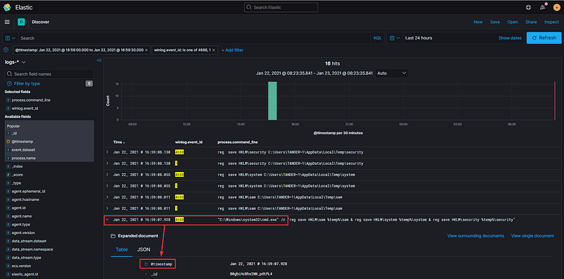 Filtering for log timestamp