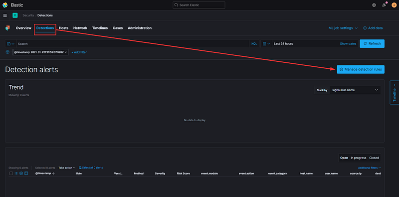 Manage Detection Rules option