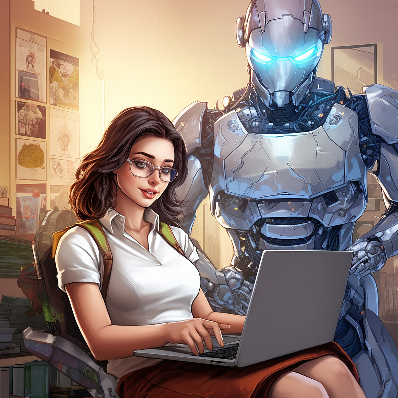 Creator collaborating with AI on comic script