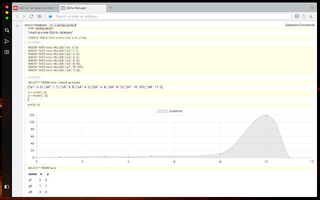 SQLite Manager interface for managing databases