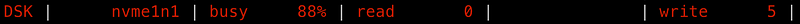 Disk I/O statistics showing high usage on an NVMe disk