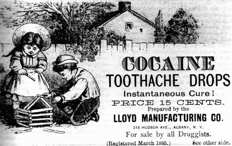 Cocaine toothache drops advertisement