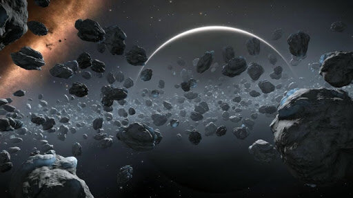 Artistic representation of the asteroid belt