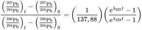 Equation for age determination in the lead-lead method