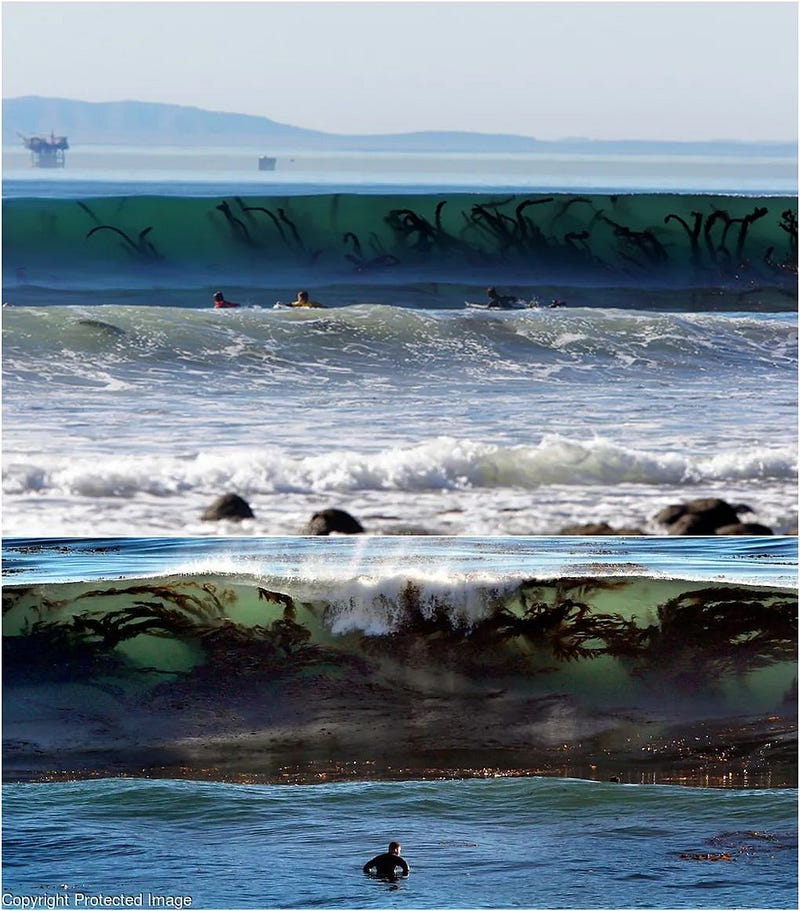 Seaweed dancing in the waves.