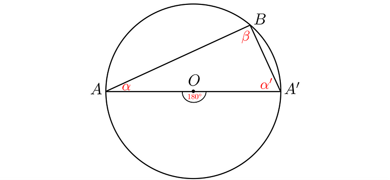 Diagram of a right triangle formed by a diameter