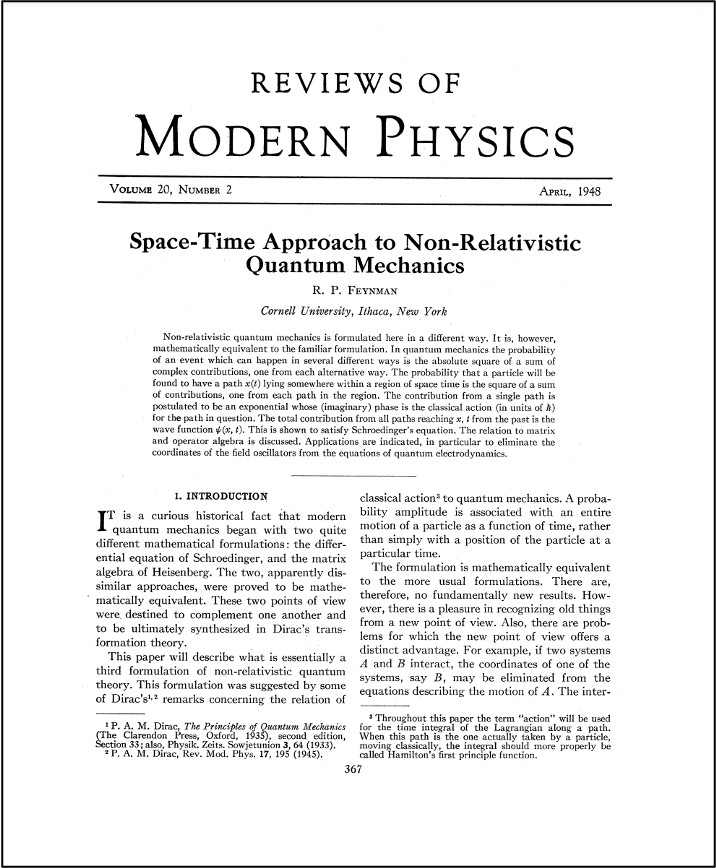 Feynman's original publication introducing his path integral method