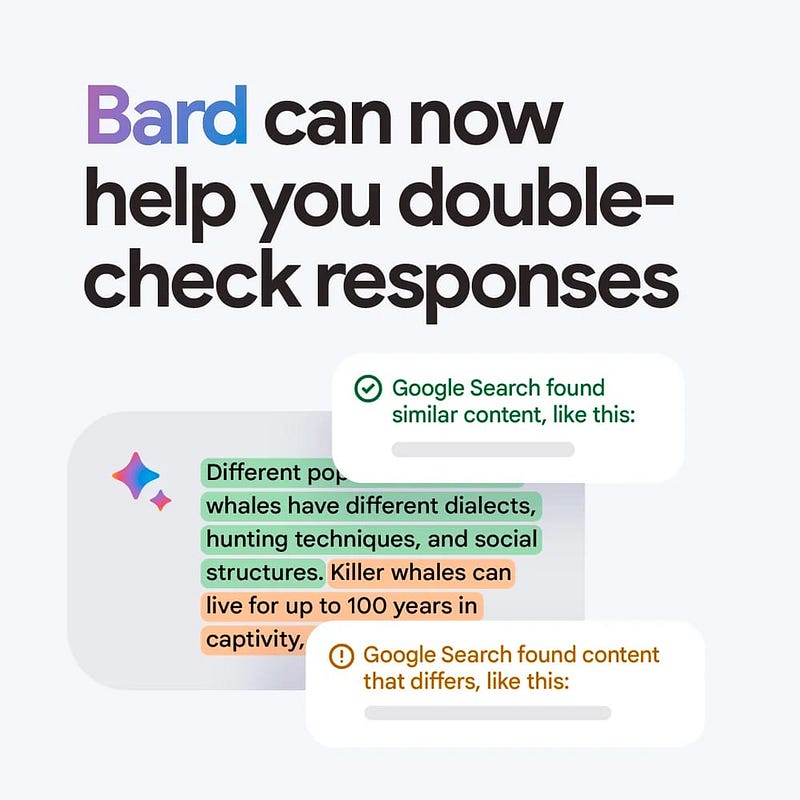 New feature for verifying Bard's answers through Google search.